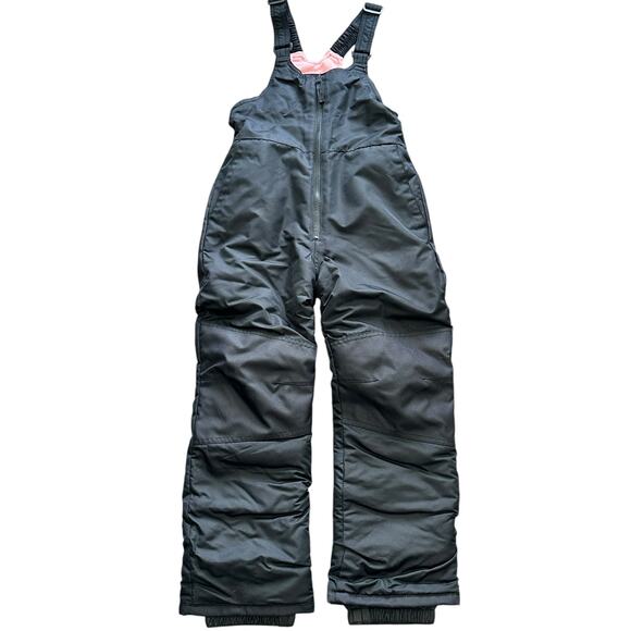 All In Motion Girls Snow Bibs Black Pink Medium 7/8 - Picture 1 of 5